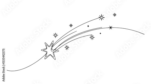 falling star bethlehem star vector monoline one line line art astronomy