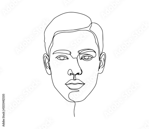 male human face vector monoline one line line art portrait