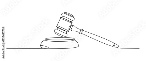 judge gavel vector monoline one line line art law justice