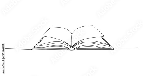 open book vector line art monoline one line illustration outline drawing