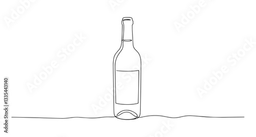 wine bottle vector line art monoline one line illustration outline drawing