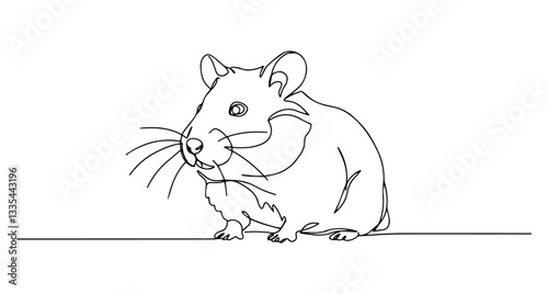 hamster vector line art monoline one line illustration outline drawing