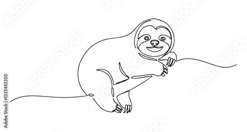 sloth vector line art monoline one line illustration outline drawing