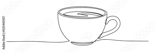 cup of coffee monoline vector illustration oneline line art
