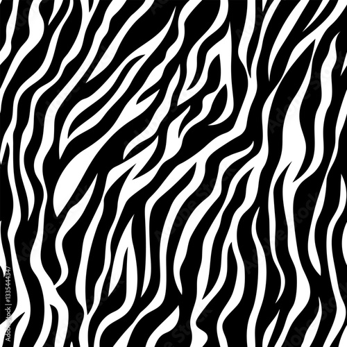 Black and white abstract zebra stripe seamless background. Abstract animal print