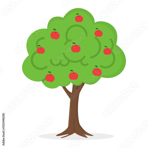 Apple tree vector illustration isolated on white background