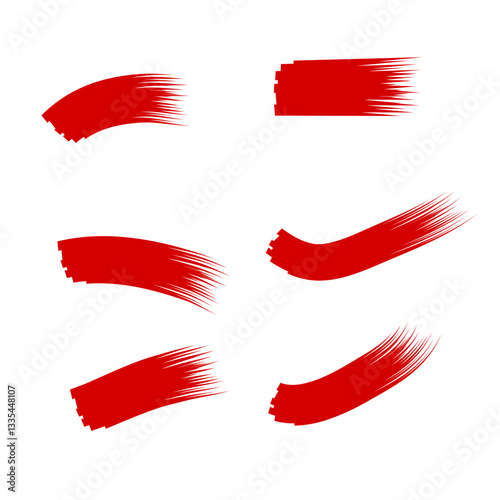 Red Brush Stroke Collection with Various Shapes and Textures