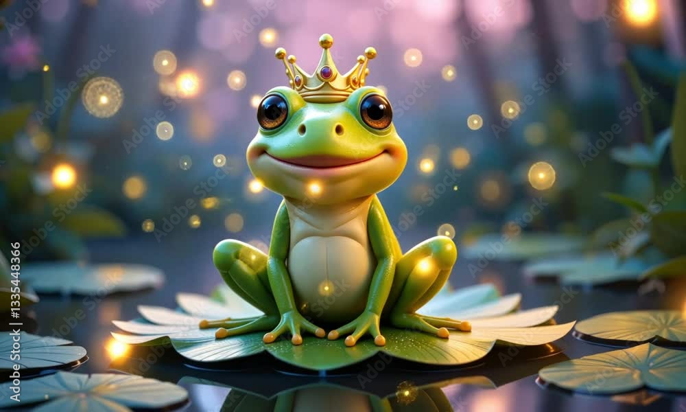Enchanted Frog Prince on a Lily Pad