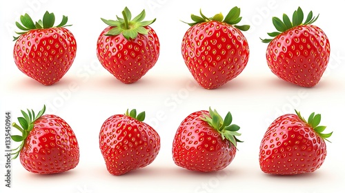 Fresh, vibrant strawberries in various angles