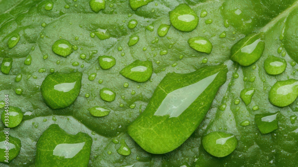 Water Droplets on Vibrant Green Leaf Macro Photography Water Droplets on Vibrant Green Leaf Macro Photography