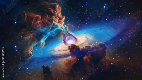 Wallpaper Mural Cosmic nebulae swirl vibrant colors star-studded expanse Torontodigital.ca