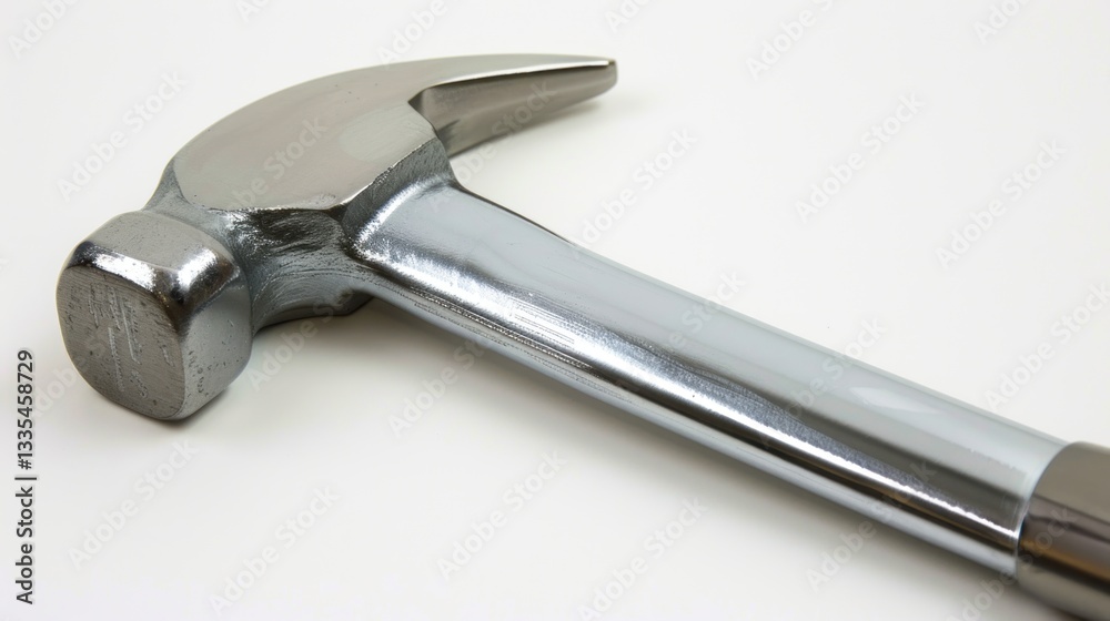 A sleek metallic hammer with a polished finish and wooden handle ideal for DIY projects and c A sleek metallic hammer with a polished finish and wooden handle ideal for DIY projects and c