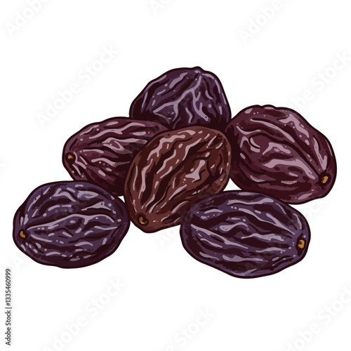 prune on white background