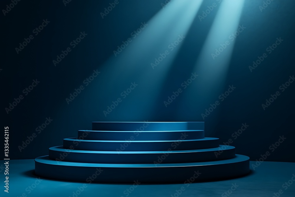 Obraz premium Dark Blue Stage Podium for Product Display