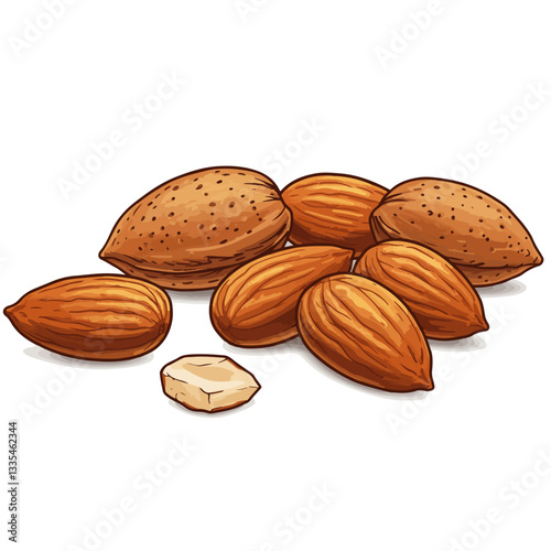 almonds on white background