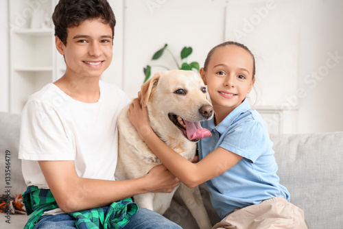 Happy sister and brother wi...