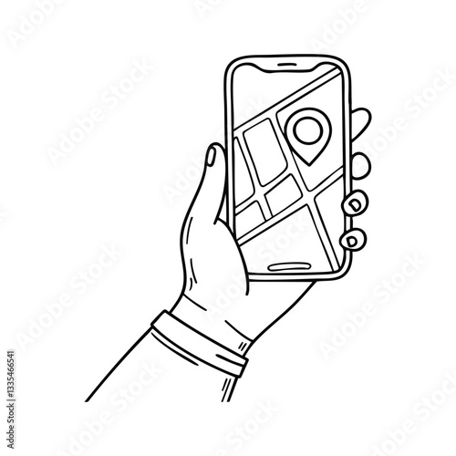 Navigation app open on a phone held by a traveler