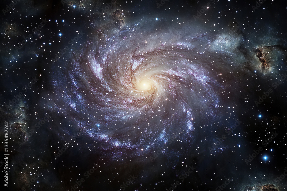 Stunning spiral galaxy in deep space with glowing stars and cosmic dust, breathtaking view of the universe and celestial formations Stunning spiral galaxy in deep space with glowing stars and cosmic dust, breathtaking view of the universe and celestial formations