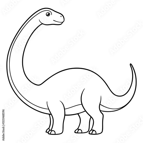 a simple outline drawing of a friendly Brachiosaurus