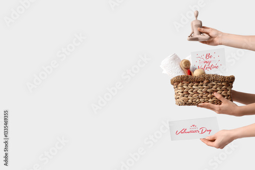 Female hands with cards for...
