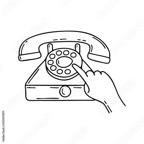 A hand dialing a number on an old rotary phone