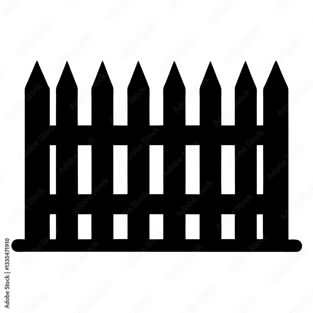 Rustic wooden picket fence for garden or farm illustration Rustic wooden picket fence for garden or farm illustration