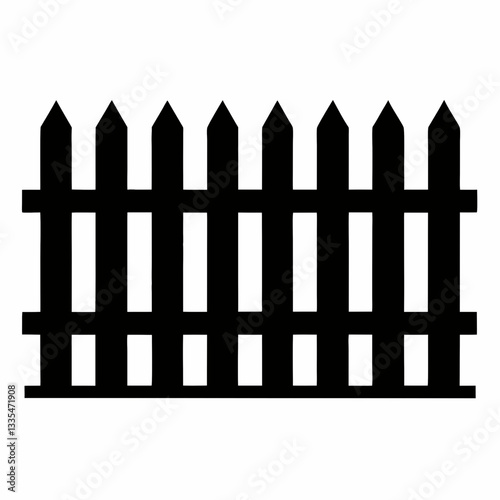 Rustic wooden picket fence for garden or farm illustration