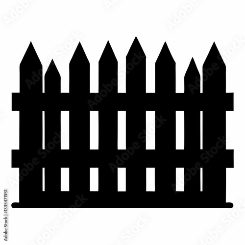 Rustic wooden picket fence for garden or farm illustration