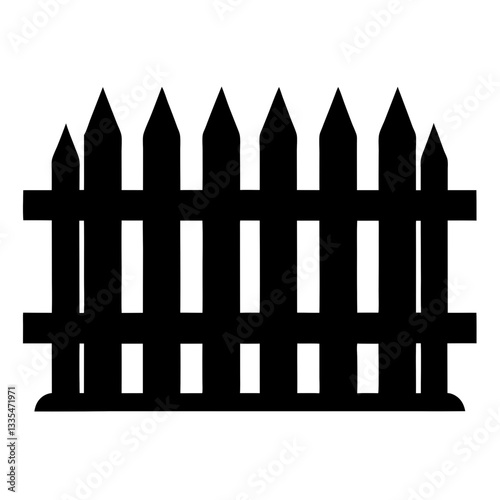 Rustic wooden picket fence for garden or farm illustration