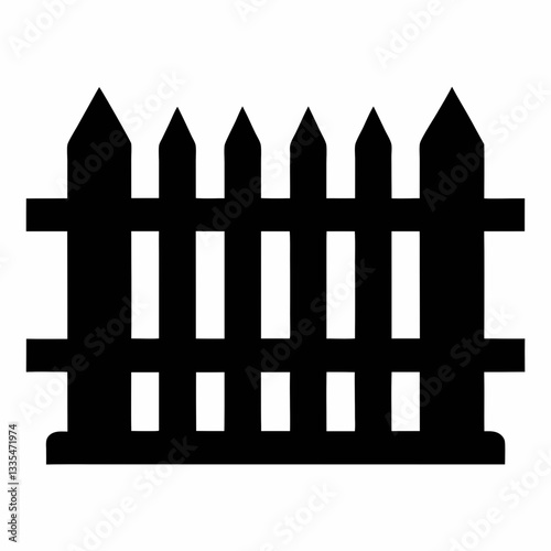Rustic wooden picket fence for garden or farm illustration