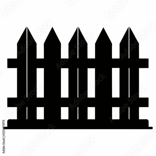 Rustic wooden picket fence for garden or farm illustration