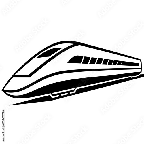 High-speed passenger train in motion on a white background