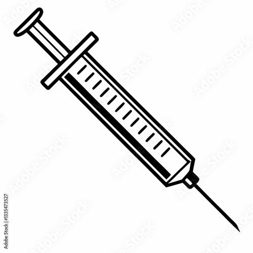Vector illustration of a syringe with a needle for injection and medical use