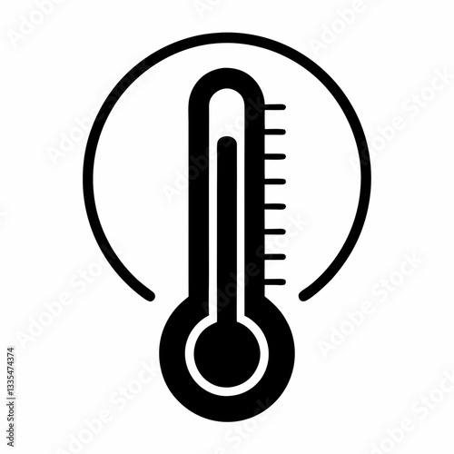 Vector icon of a thermometer showing temperature for hot and cold weather with Celsius and Fahrenheit scales