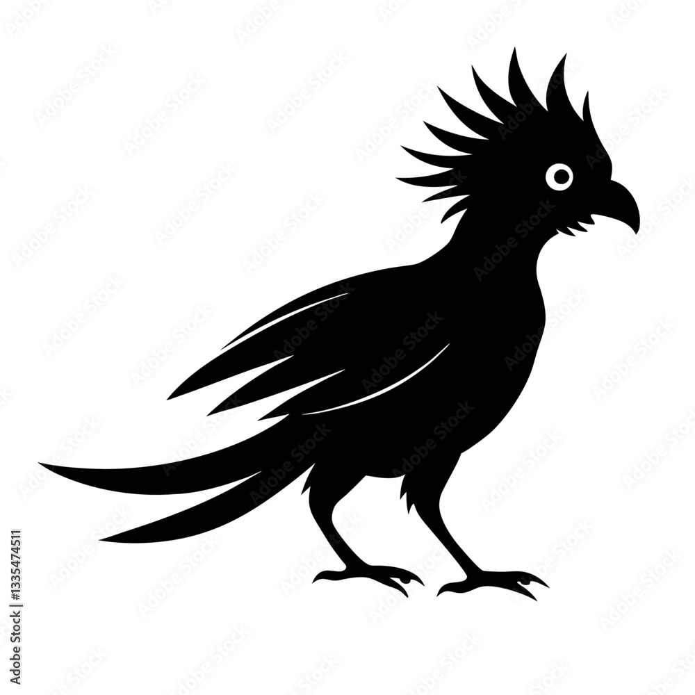 Obraz premium Black Eagle Silhouette Vector Illustration Flying with Spread Wings