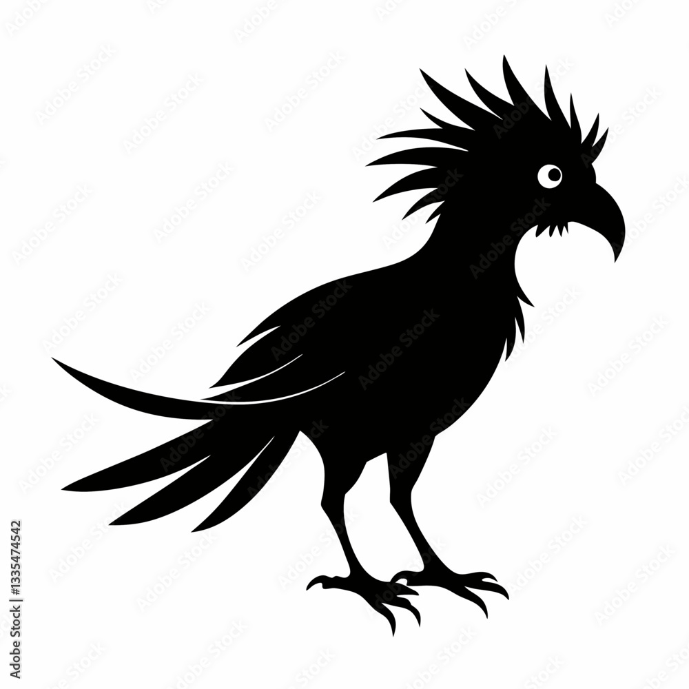 Fototapeta premium Black Eagle Silhouette Vector Illustration Flying with Spread Wings
