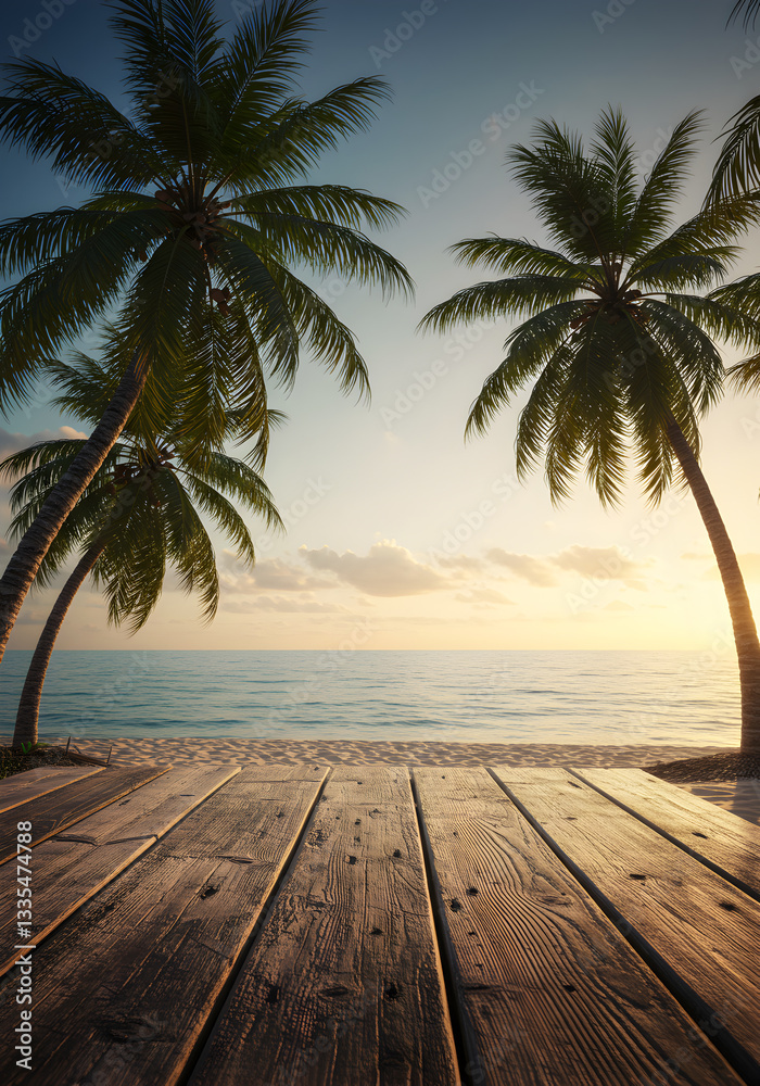 Fototapeta premium Seaside view with a tree branch framing the horizon