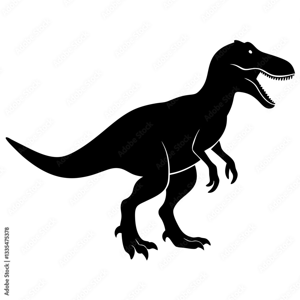 Fototapeta premium Tyrannosaurus rex dinosaur vector illustration with animal silhouettes