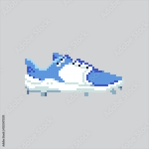 Pixel art illustration Baseball Shoes. Pixelated Sport Shoes. Baseball Sport Shoes Icon pixelated for the pixel art game and icon for website and video game. old school retro.