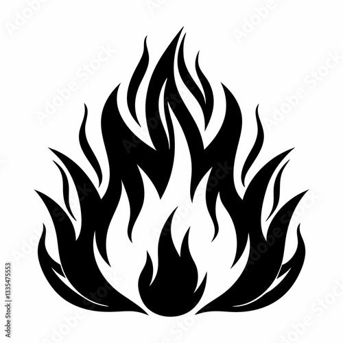 A vibrant vector illustration of fire flames, with a blazing and warm design featuring hot orange and yellow hues, symbolizing heat, danger, and energy, perfect for tattoos or artwork