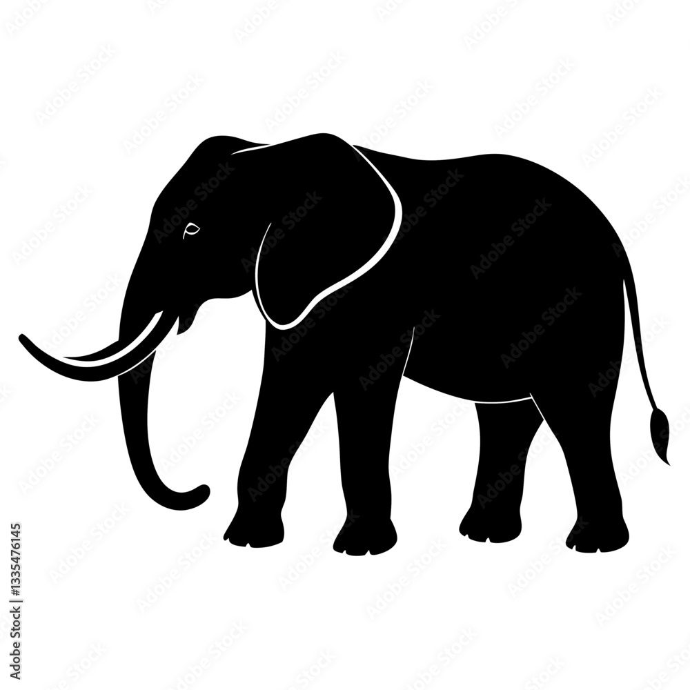Fototapeta premium Gray elephant walking isolated on white background illustration