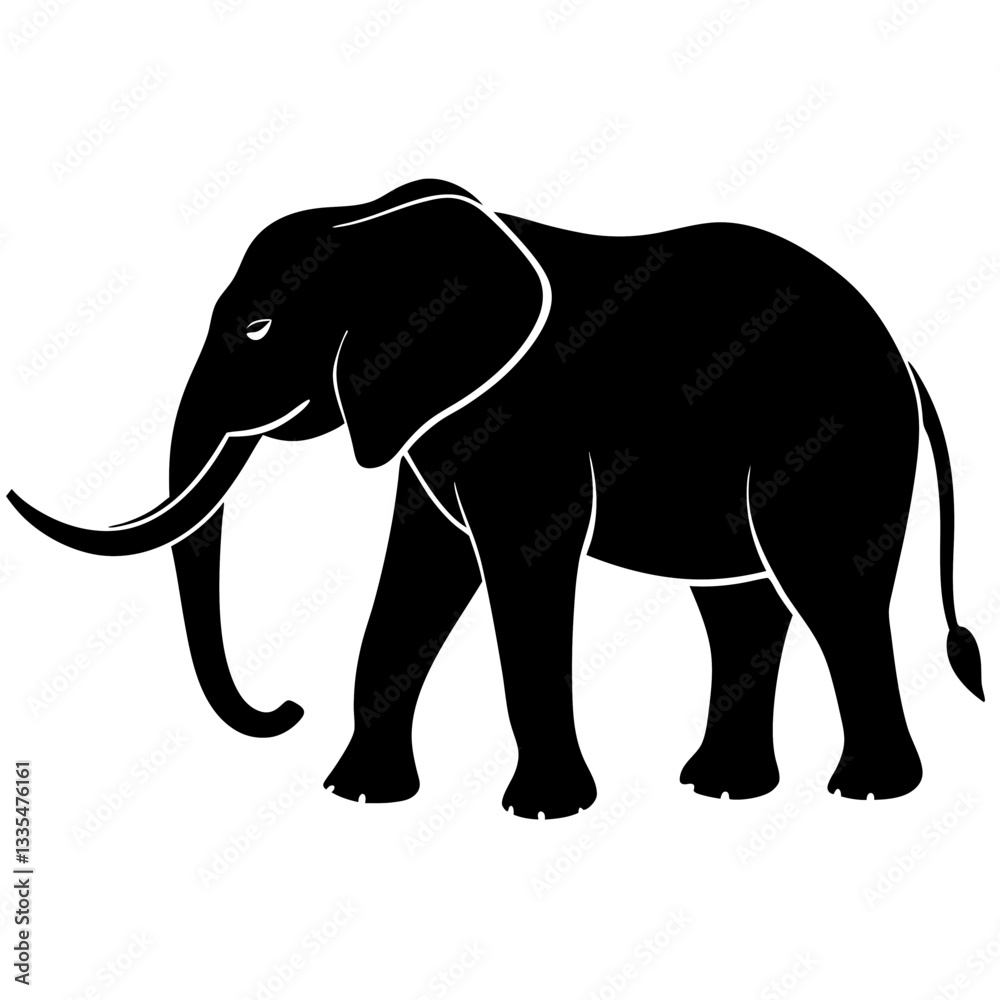Fototapeta premium Gray elephant walking isolated on white background illustration