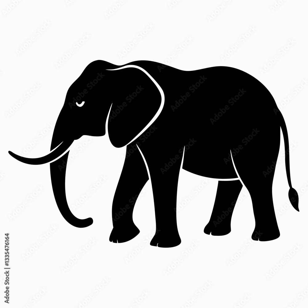 Fototapeta premium Gray elephant walking isolated on white background illustration