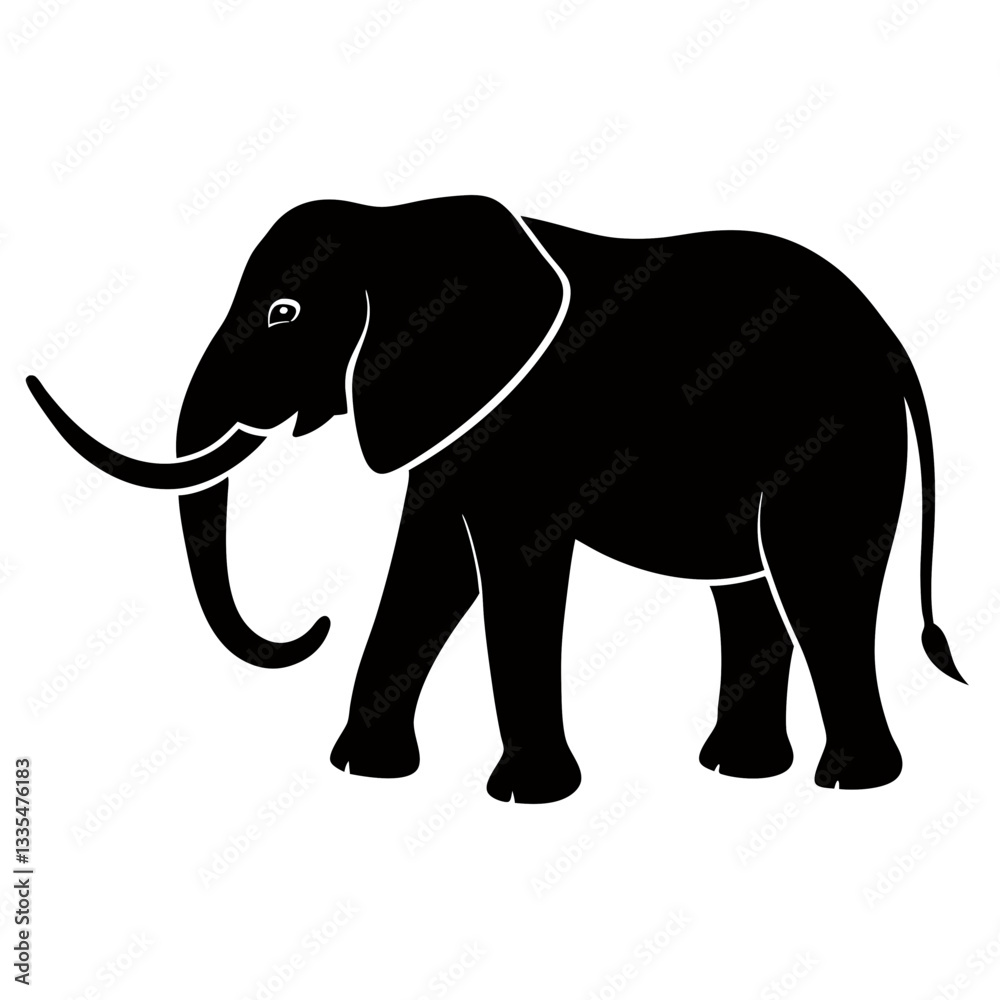 Fototapeta premium Gray elephant walking isolated on white background illustration