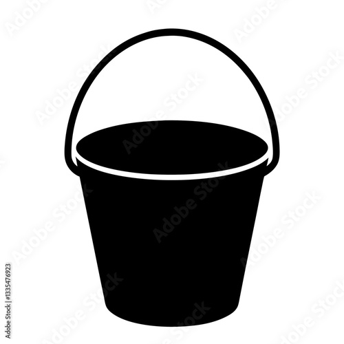 Shiny metal bucket with handle isolated on white background