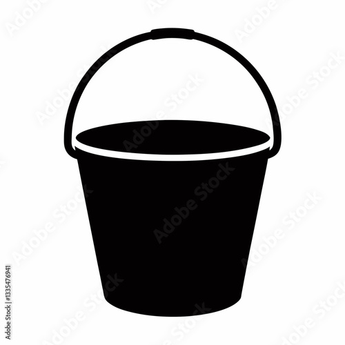 Shiny metal bucket with handle isolated on white background
