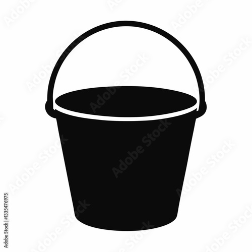 Shiny metal bucket with handle isolated on white background