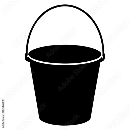 Shiny metal bucket with handle isolated on white background