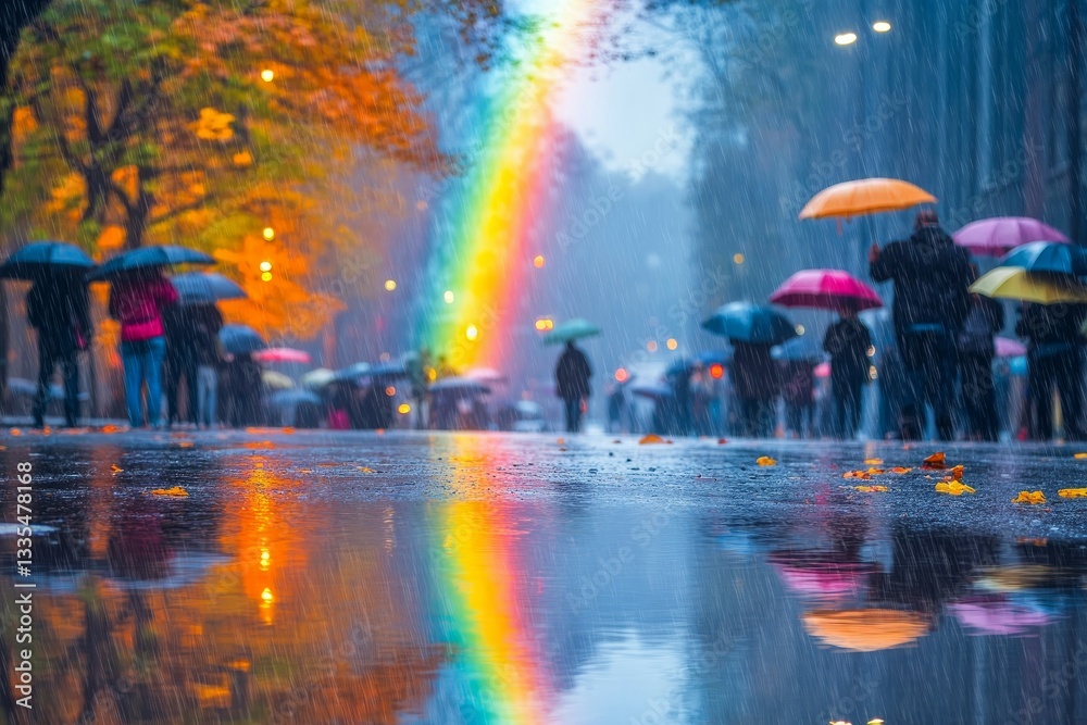 Naklejka premium Urban Rainbow After the Storm, Rainbows