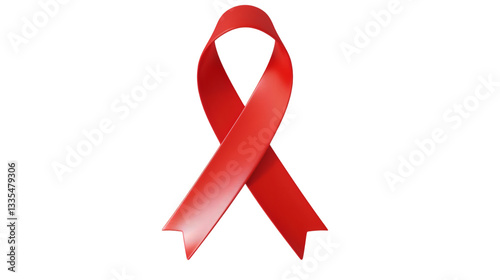 Red ribbon banner 3D render icon isolated on white background